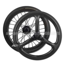 16" 349 Front 3 Spoke Rear Normal Carbon Wheelset Rim Brake Folding Bike Wheels