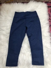 Kyodan women's blue heather striped workout capri legging pants size xs
