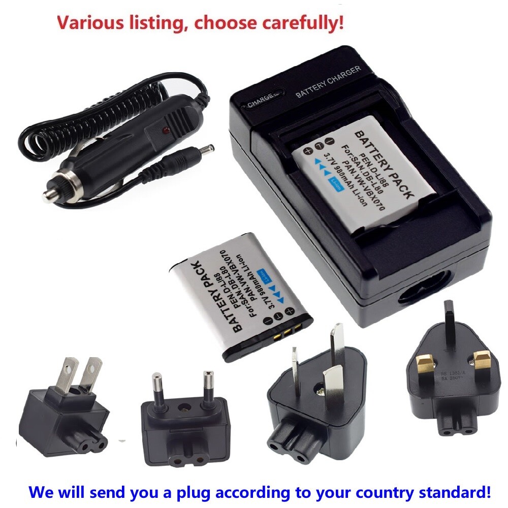 Battery or Charger for Sanyo Xacti VPC-X1200 VPC-X1250 VPC-X1400