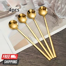 4pcs Long Handle Spoon Coffee Tea Ice Tea Long Spoon for Stirring Ice Cream Home