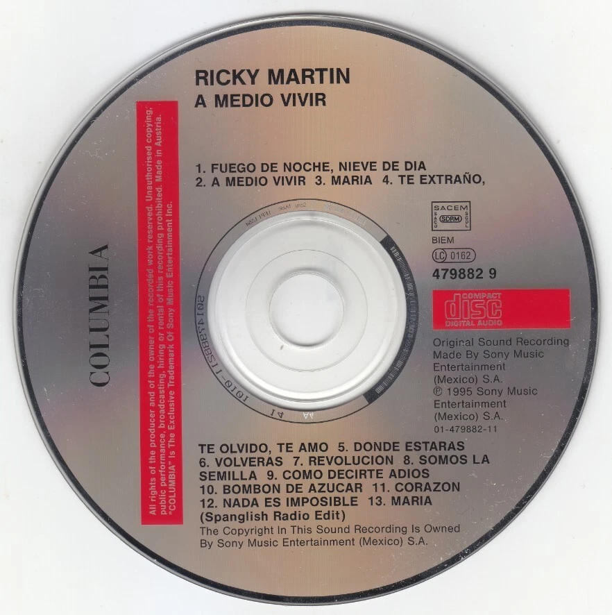 Ricky Martin – A Medio Vivir (CD-Album) !!! - Bild 3 von 3