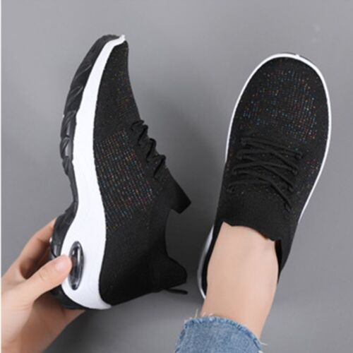 Women Casual Comfortable Lace Up Low Heels Sport Shoes Breathable Walking Shoes - Picture 1 of 16