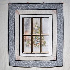 New handmade large throw quilt beautiful holiday Christmas tree, snow, outdoors