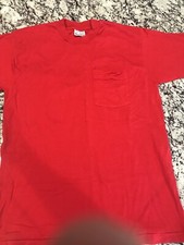 🇺🇸 Vintage Single Stitch Large T-Shirt Basic Tag Made In USA 🇺🇸 Front Pocket