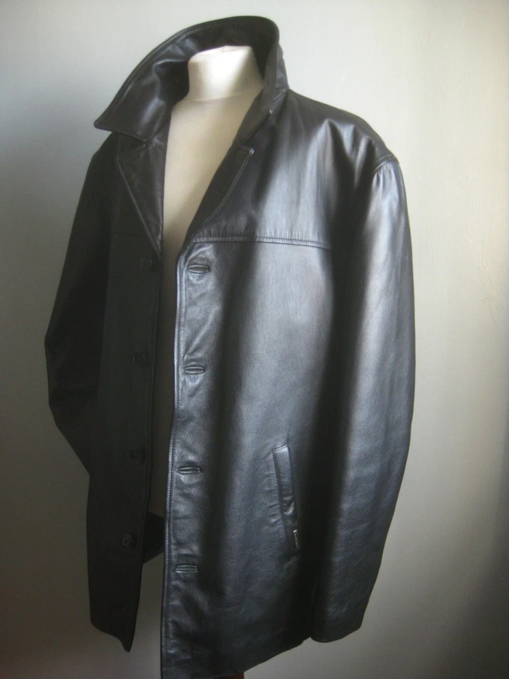 BEN SHERMAN leather JACKET large 44 46 mens heavyweight biker warm COAT size 3