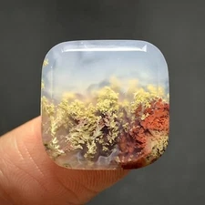 Tiny Scenic Moss Agate Cabochon 16x16x4mm High Quality 12.5 ct