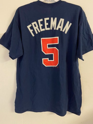 Atlanta Braves MLB Majestic Navy Men's Name & Number Shirt Freeman # 5 Size 2XL - 第 3/4 張圖片