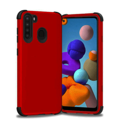 For Samsung A21 King Dual Layer Tough Hybrid Case RED