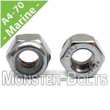 M4-0.70 Nylon Insert Locking Nut, A4/316 Marine Grade Stainless Steel DIN 985