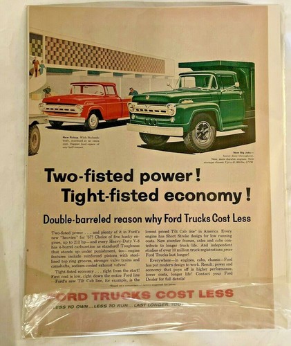 1957 Ford Pickup Styleside Ranchero Tilt Cab Truck Ads 2 pages | eBay