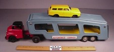 Vintage 1950's Tin Friction Toy Car Hauler Auto Transport Truck 17" metal Japan