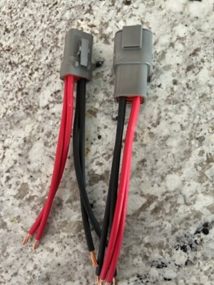 10 AWG Gray Assembled Deutsch DTP  4 Pin connector 6'' wire 2 red 2 black wire.