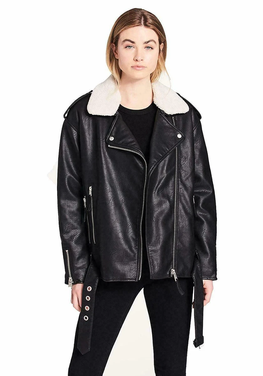 Oversized Faux Leather Moto Jacket Black / S