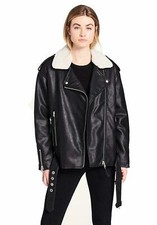 Levi's Womens Oversized Faux Shearling & Faux Leather Moto Jacket Size S