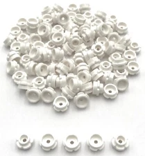 Lego 100 New White Plates Round 1 x 1 w/ Flower Edge 5 Petals Parts