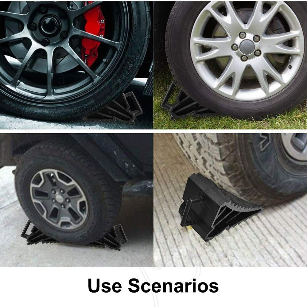 2/4PCS Heavy Duty Rubber Wheel Chock Tough Chocks Stops Car Boat