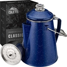 Classic Camping Coffee Percolator 12 Cup Enamelware Pot CCabin Backpacking Blue