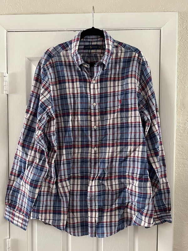 Ralph Lauren Plaid Linen Shirt Sz XL / Multi Color Mix Lightly Used