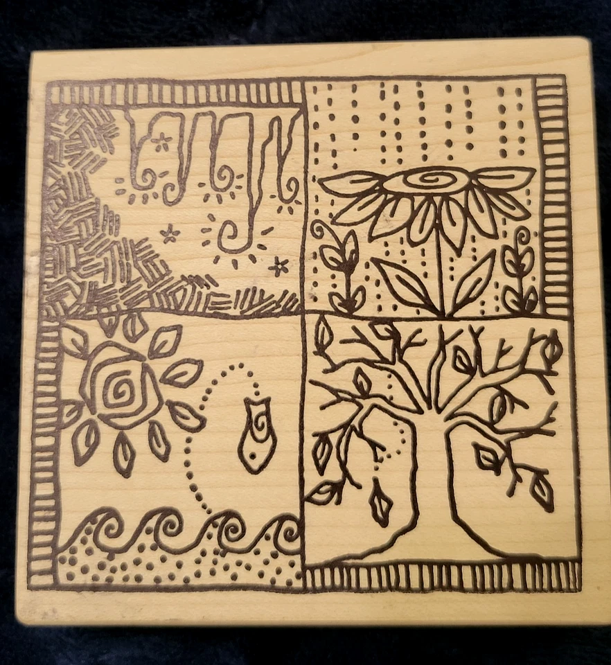 Пурпурный деревянный резиновый штамп Four Seasons сделано в Канаде винтажный 4 x 4 - Изображение 2 из 4