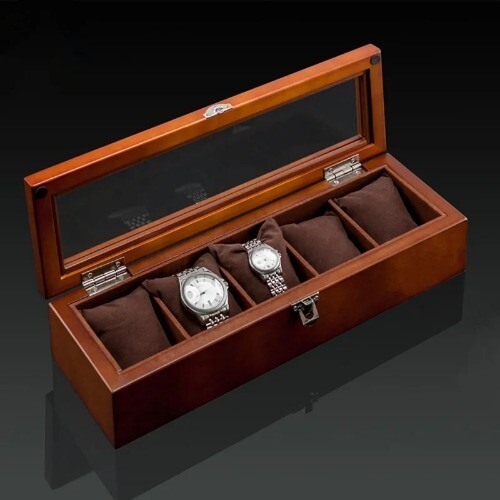 New Wood Watch Box Organizer with Glass Wooden Watch Luxury Watch Storage Box - Picture 25 of 32