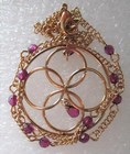 Signed Purple Crystal Beaded Pendant Necklace 17" Dainty Petite Gold Tone Avon — photo 5