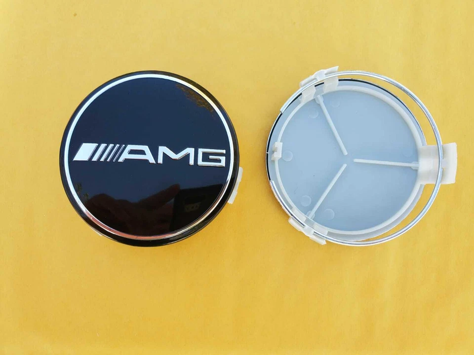AMG Set of 4 Mercedes Benz BLACK AMG Center Caps 3 Inch/75mm Fits Most Models - Image 3 of 4