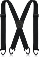 X Back Hidden Suspender 1.5" Under Clothing Heavy Duty Work Suspenders Black