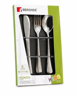 Bergner Kinderbesteck Set 3-tlg Edelstahl Munich Silver