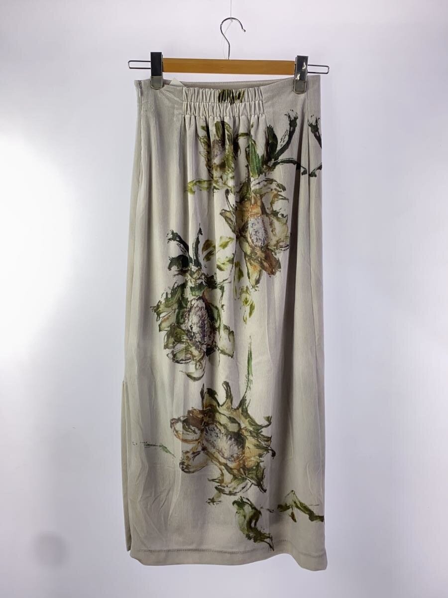 AMERI long skirt M polyester GRY floral 013209600… - image 2