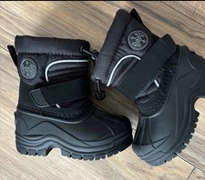 Totes Kids Black Waterproof Snow Boots Hook Loop Unisex Synthetic Mid-Calf