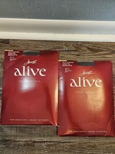2 Vintage HANES ALIVE Full Support Control Top Pantyhose 810 Sz B, barely black