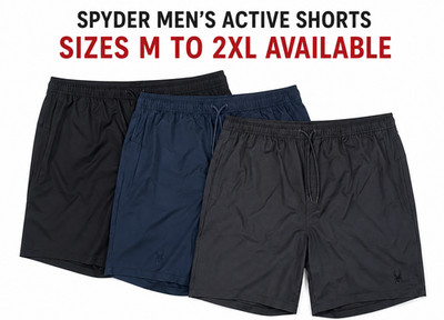 Spyder Herren Active Pull-On Shorts Reißverschlusstaschen Fitness Laufen Sport