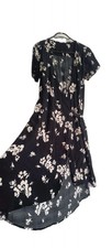 GAP Wrap Dress Size Medium Short Sleeves V Neck Floral Fit & Flare High Low