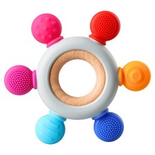 Baby Teething Toys, Silicone Chewable Teethers with 6 Directions, Rainbow