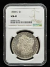 1880 O MORGAN DOLLAR PCGS MS 61 Near Prooflike Obverse Field