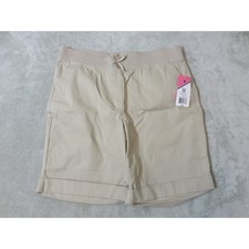 IZOD Girls Khaki Shorts Size 16.5 Plus Stretch Knit Waist School Uniform NEW