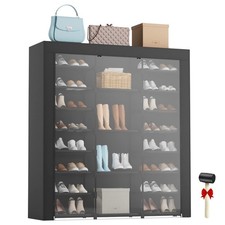 9-Tier Large Tall Shoe Rack with Covers 40-46 Pairs, Sneaker Rack Organizer S...