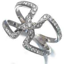 Auth CHAUMET Ring Diamond Liens Openwork US6-6.25 18K 750 White Gold