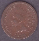 US Rare Old West 1882 Indian Head Penny, American 1 Cent Good Copper Coin