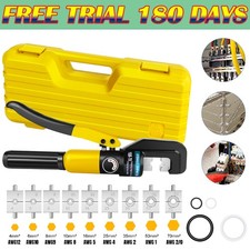 Hydraulic Crimper Set Crimping Tool Wire Battery Cable Lug Terminal + 9 Dies