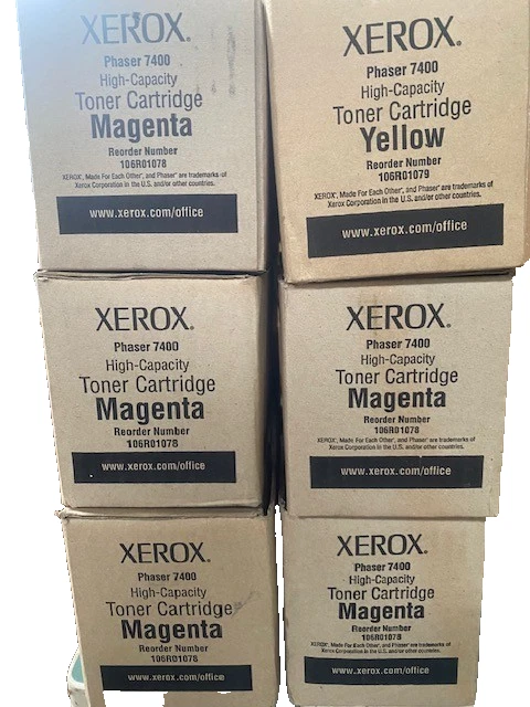 6 Stück Original Xerox Magenta  106R01078 + yellow 106R01079 Phaser 7400 toner - Bild 1 von 1