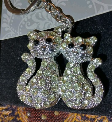 Katzen Kristall Strass Schlüsselanhänger Handtasche Autoschlüsselanhänger Ringe.  k1Grnd*