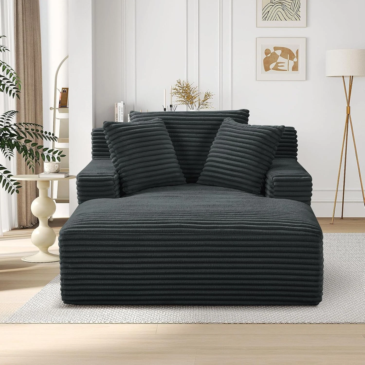 Oversized Boneless Chaise Lounge Sofa Bed Reading Chair Corduroy Cloud Couch