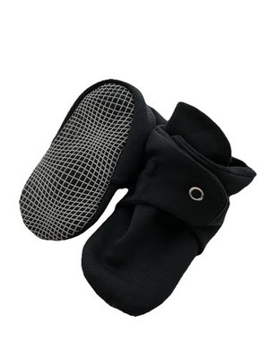 Ella Bona 12-18 Months Black Organic Cotton Adjustable Booties First Walkers