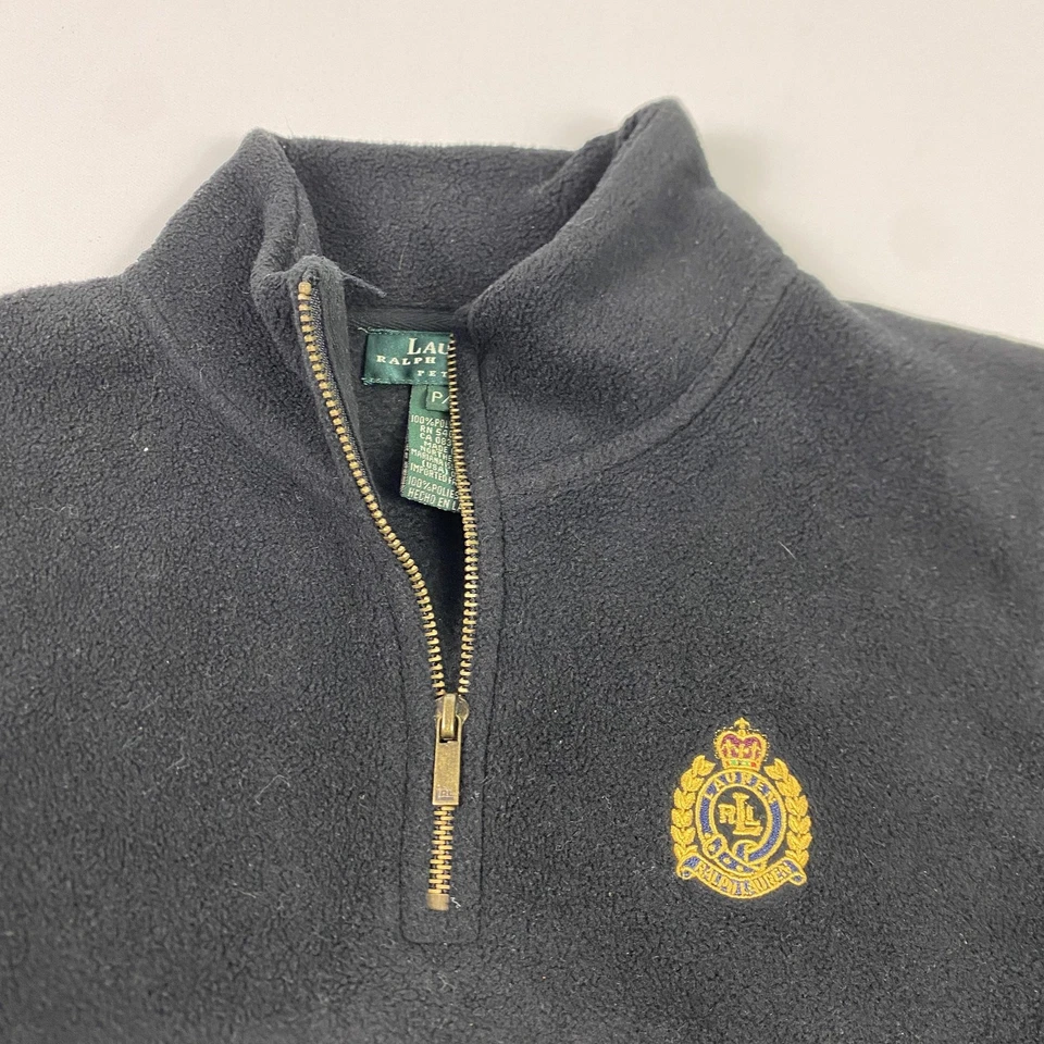 Suéter Lauren Ralph Lauren Mujer Pequeño Negro Polar Cuarto Cremallera Cresta Foto 2 de 4