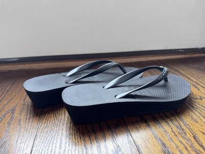 Havaianas Black Platform Flip Flop Sandals Women's Slip On Comfort