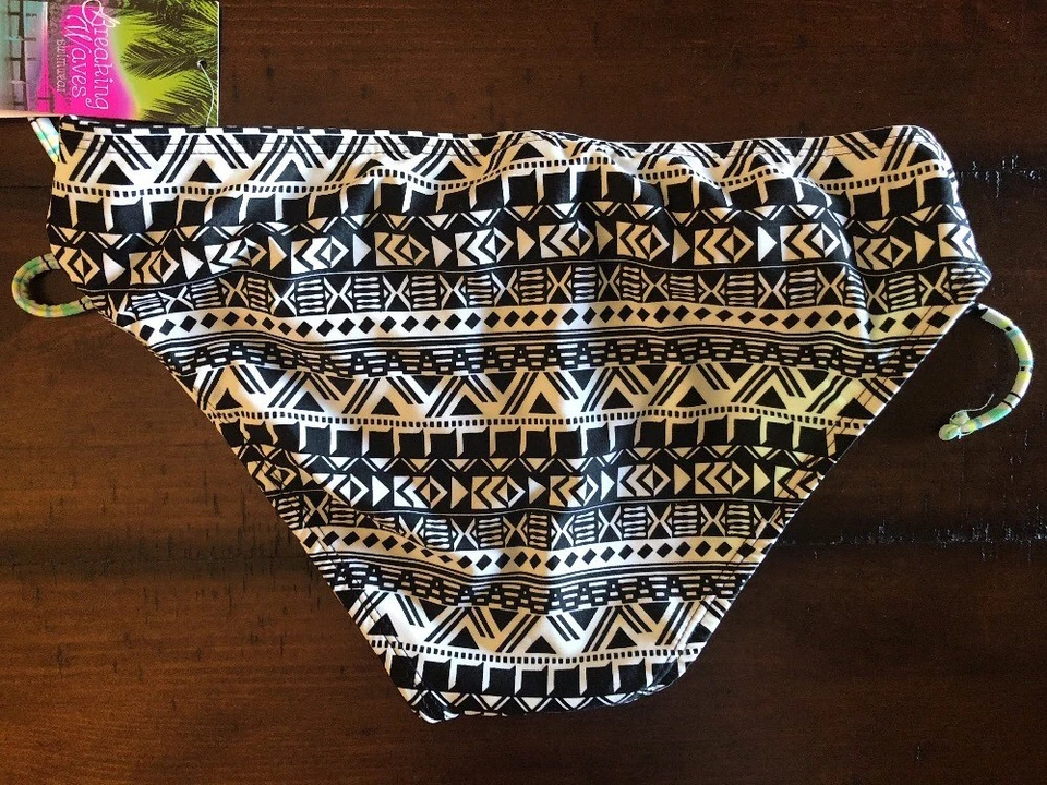 NWT Breaking Waves Swimwear Swim Suit Bikini Bottom Size S Black / White - Image 2 of 4