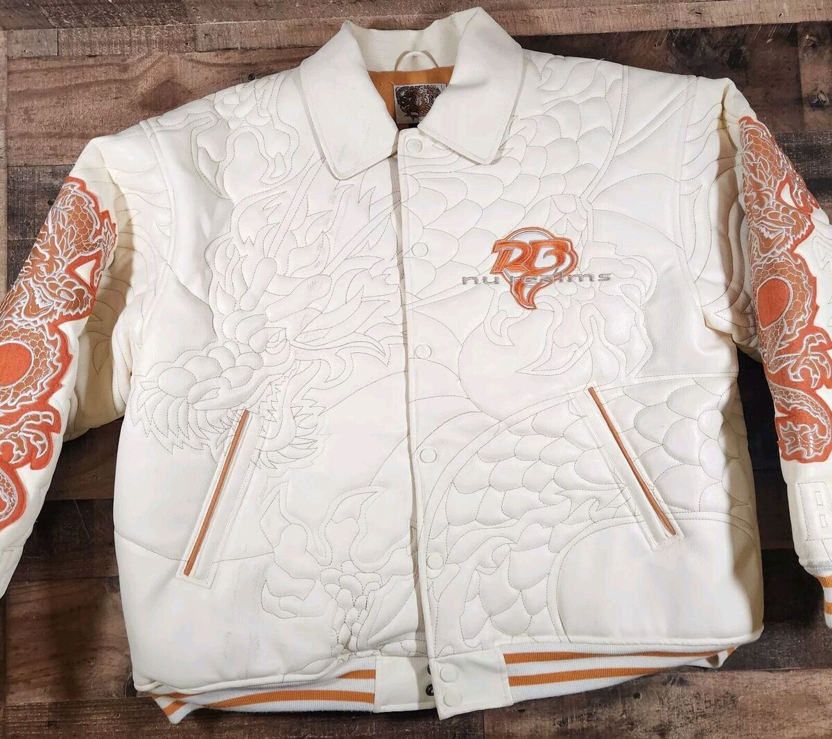 Vintage Raw Blue Leather Bomber Jacket Men 3XL Beige Orange Vintage Raw Blue Leather Bomber Jacket Men 3XL Beige Orange
