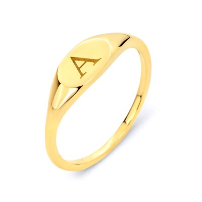Echter massiver Goldring personalisiert mit Gravur A-Z Initial in 10k oder 14k
