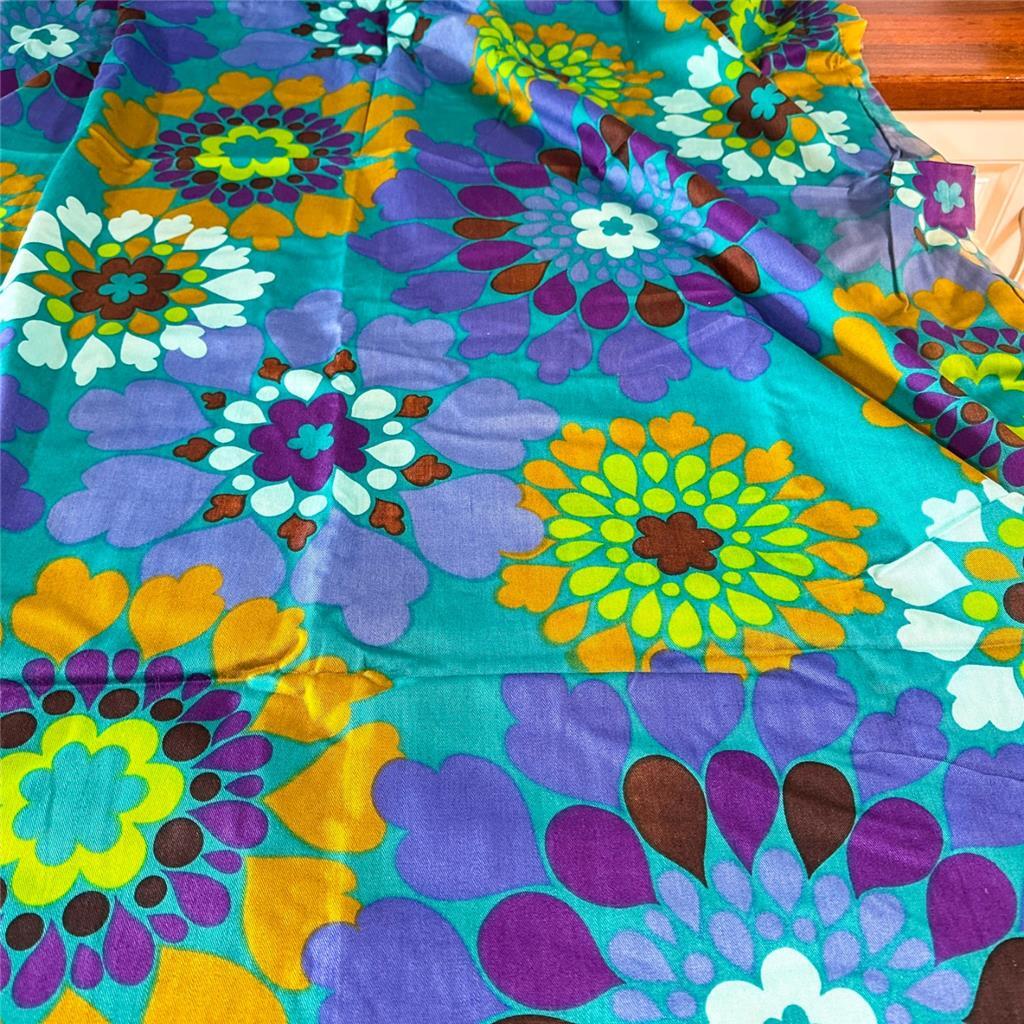 Stunning Matching Pair of Vintage Curtains FUNKY Retro Fabric 60s